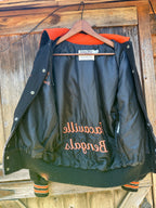 Black and orange (1980's) Wool Melton Letterman Jacket| Men's M