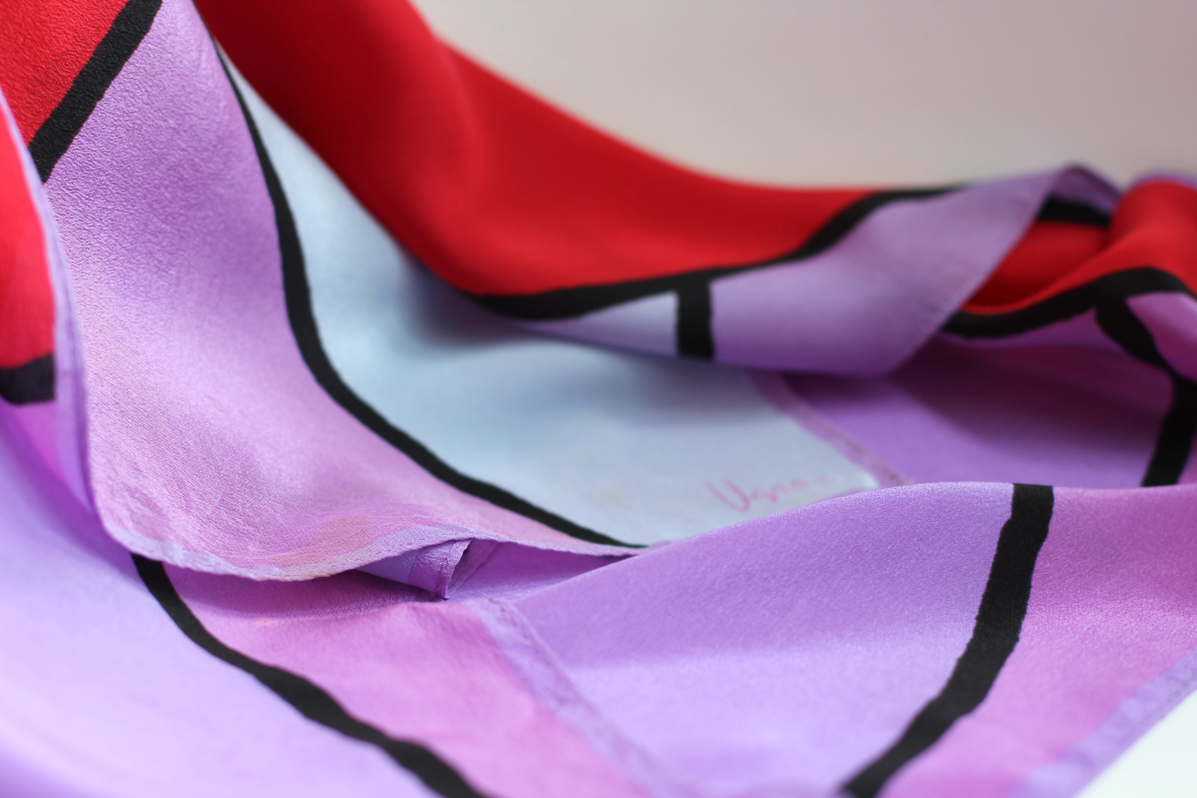 Large Vera Neumann Silk Scarf | Purple Geo
