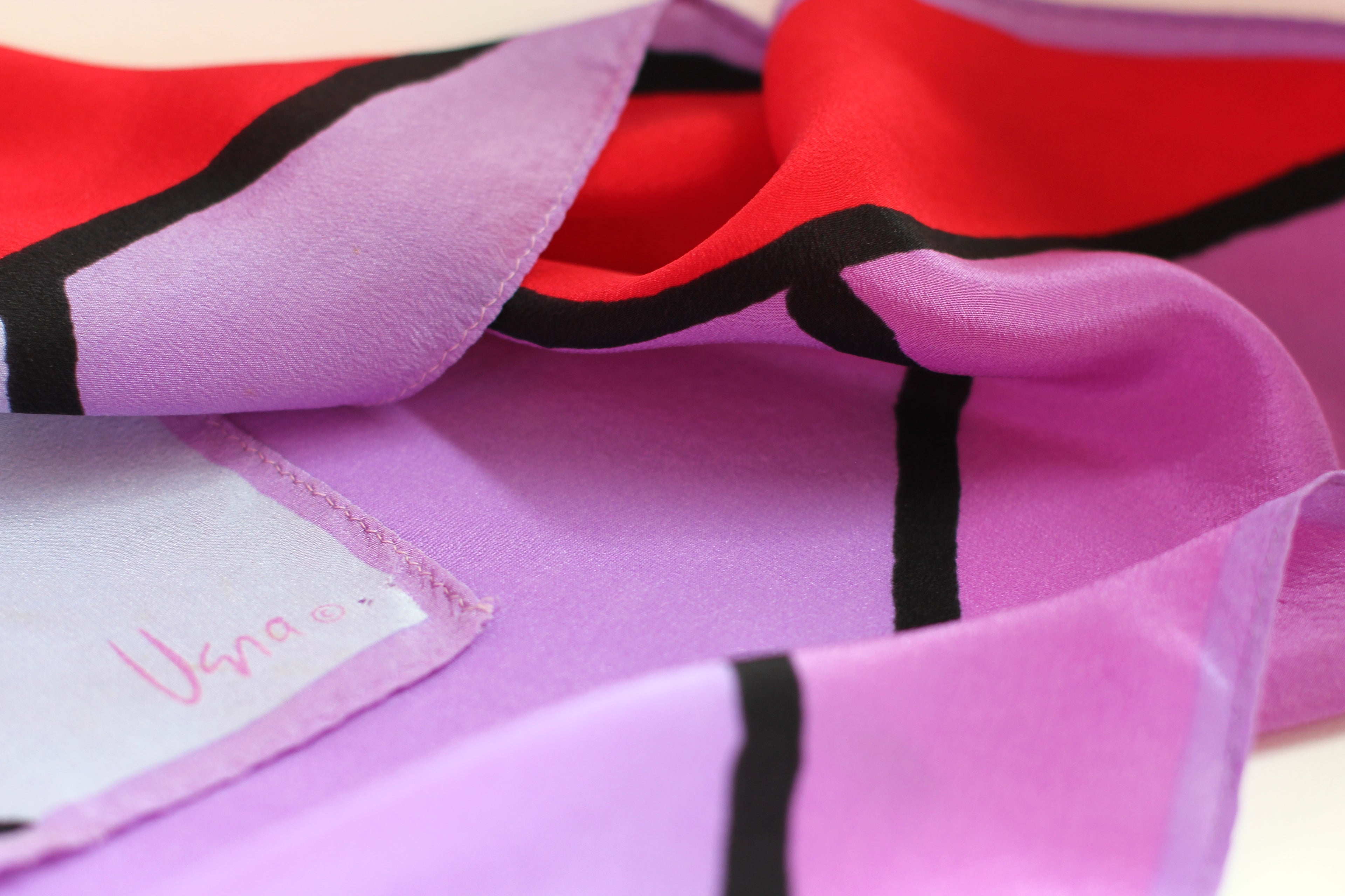 Large Vera Neumann Silk Scarf | Purple Geo