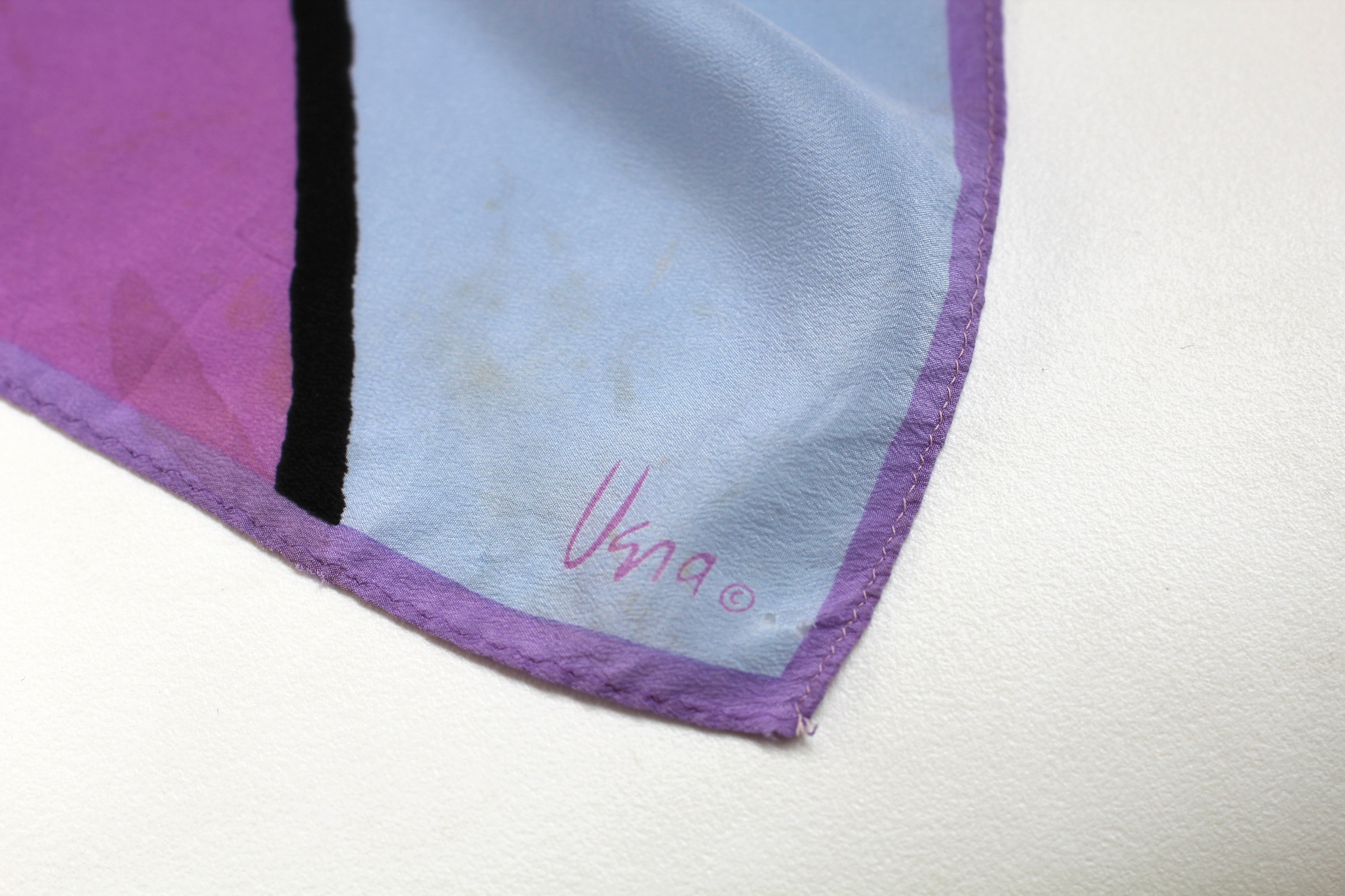 Large Vera Neumann Silk Scarf | Purple Geo
