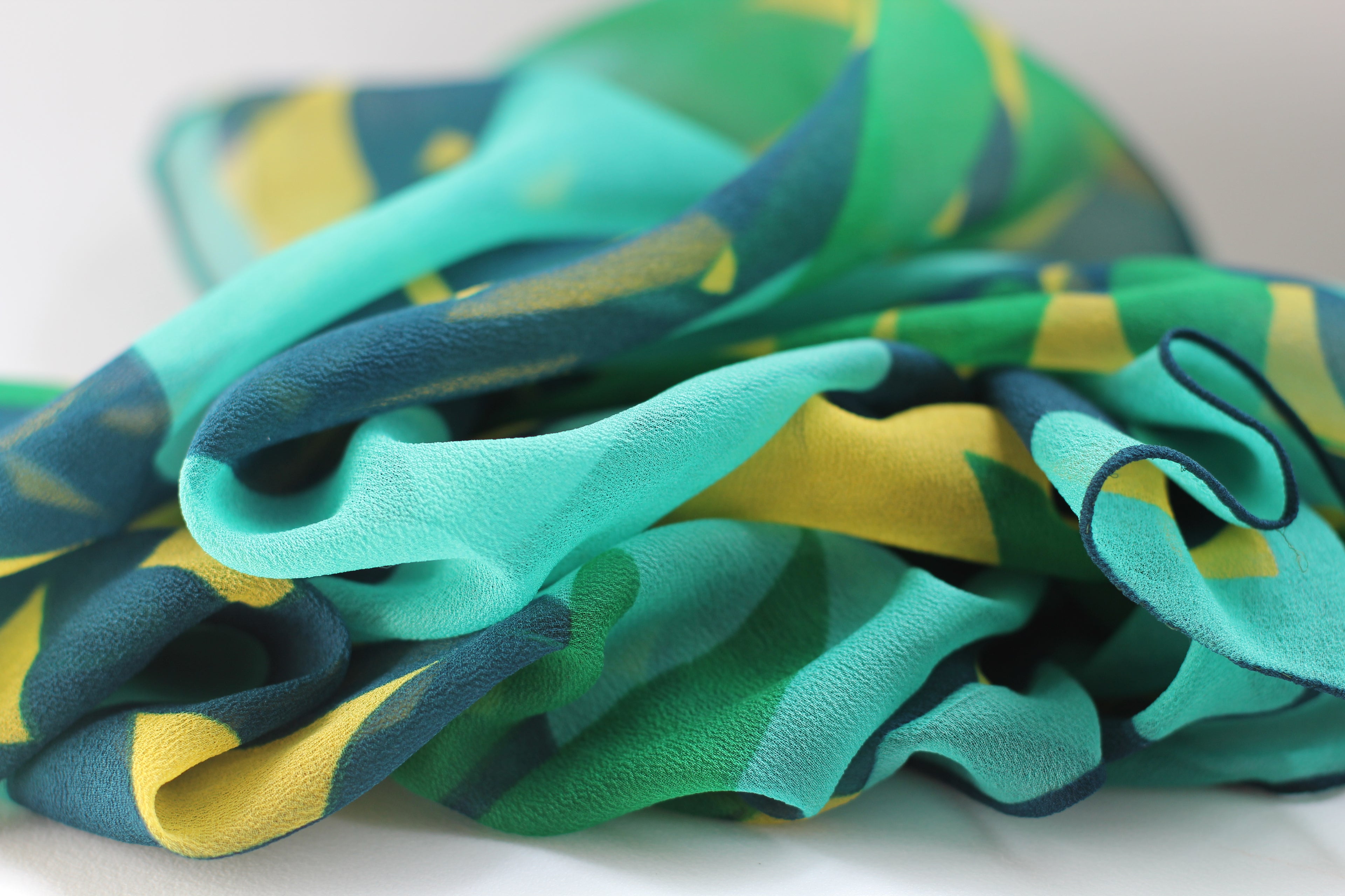 Sheer Vera Neumann Silk Scarf | Green Geo Floral