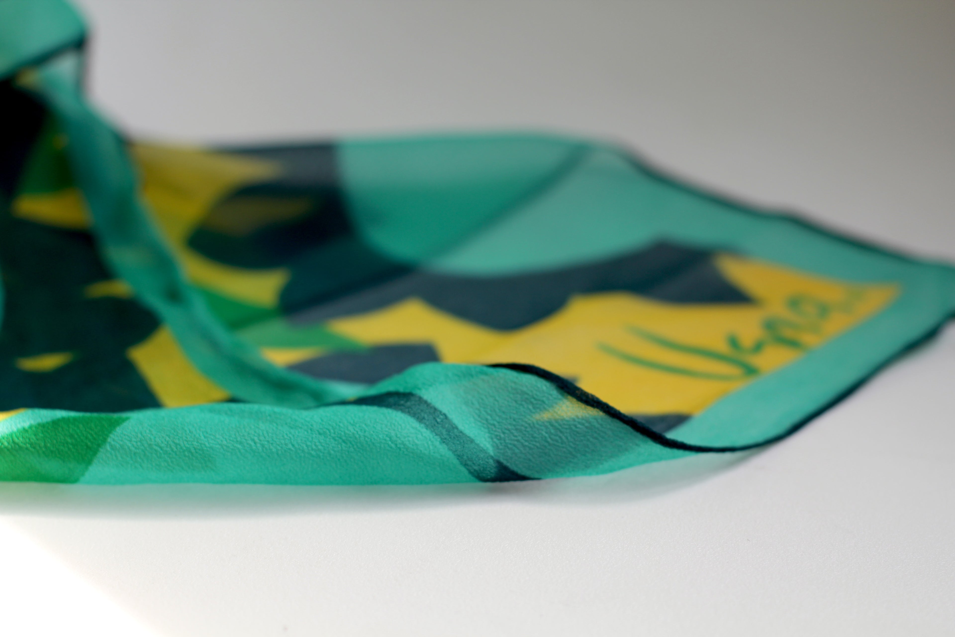 Sheer Vera Neumann Silk Scarf | Green Geo Floral