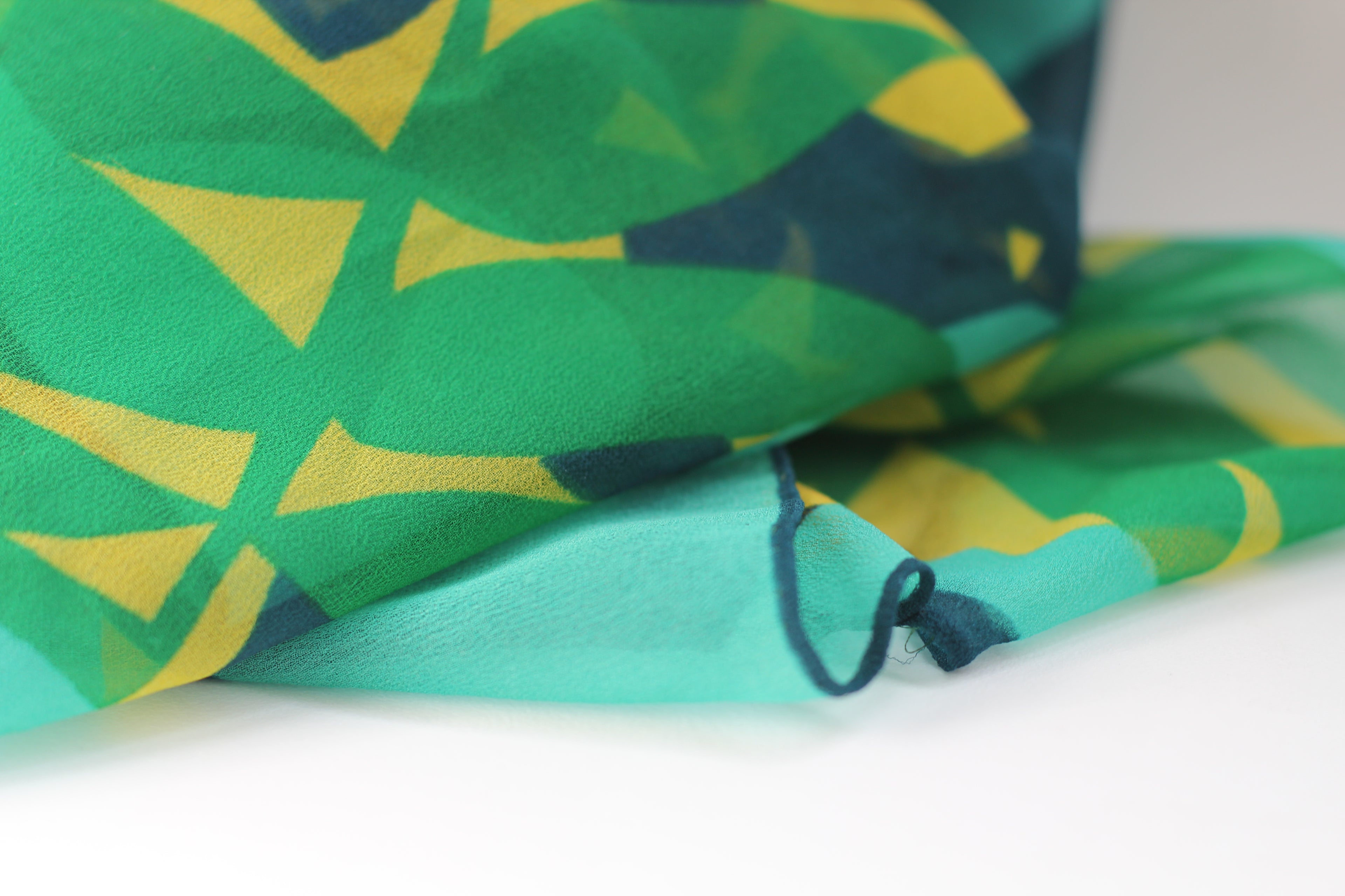 Sheer Vera Neumann Silk Scarf | Green Geo Floral
