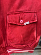 Red and White (1990's) Cotton Letterman Jacket| Men's M