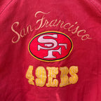 Red and White (1990's) Cotton Letterman Jacket| Men's M