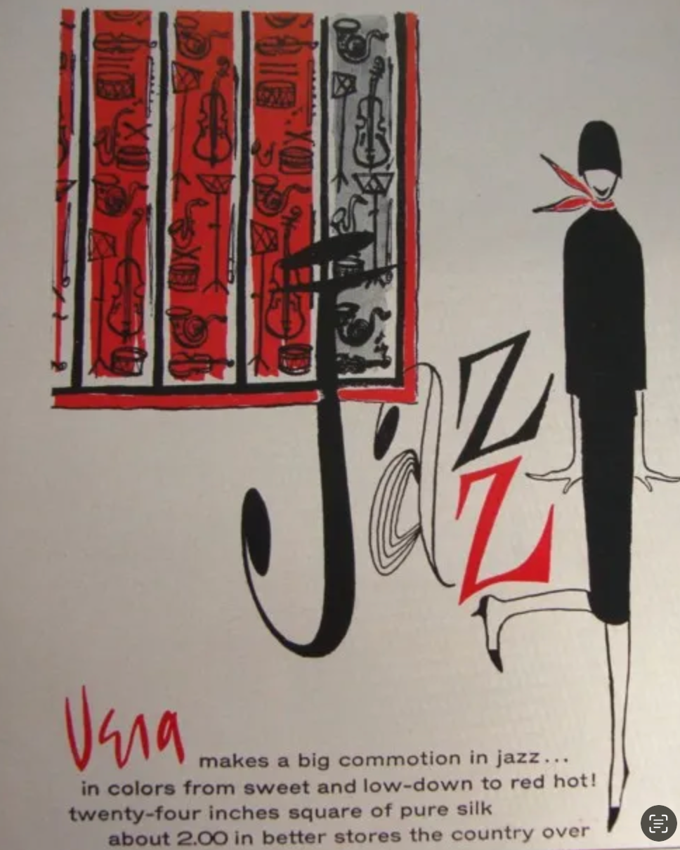 Satin Vera Neumann Rayon/Silk Scarf  Made in Japan| Blue and Orange