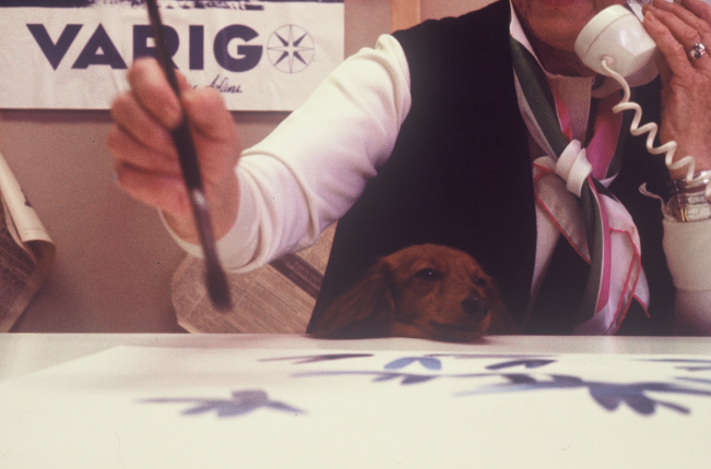 Satin Vera Neumann Rayon/Silk Scarf  Made in Japan| Blue and Orange